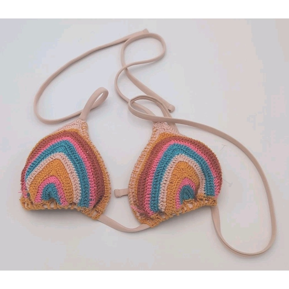 Juniors' Crochet Triangle Bikini Top - Xhilaration Size S